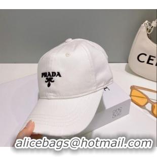 Reasonable Price Prada Canvas Baseball Hat 030789 White 2023