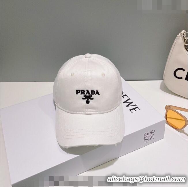 Reasonable Price Prada Canvas Baseball Hat 030789 White 2023