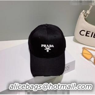 Promotional Prada Canvas Baseball Hat 030789 Black 2023