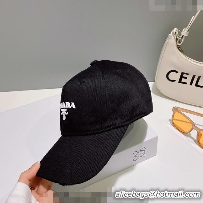 Promotional Prada Canvas Baseball Hat 030789 Black 2023