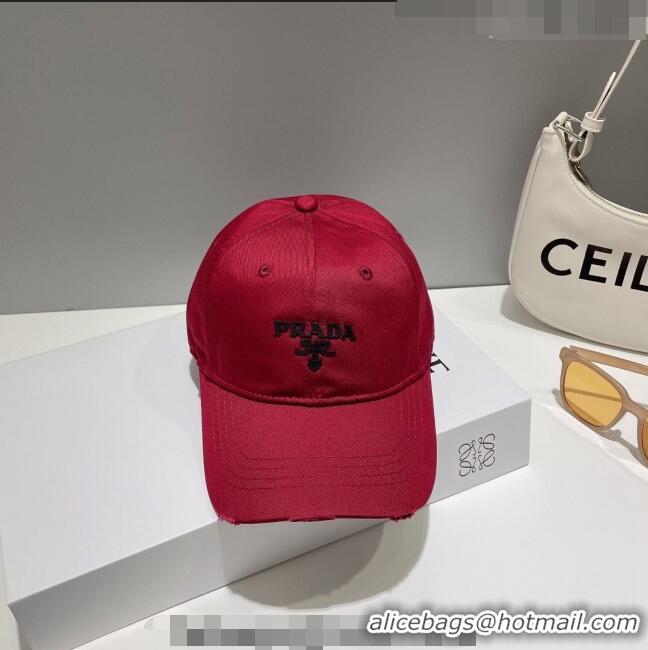 Traditional Specials Prada Canvas Baseball Hat 030789 Red 2023