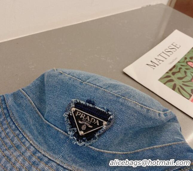 Super Quality Prada Denim Bucket Hat P030811 Light Blue 2023