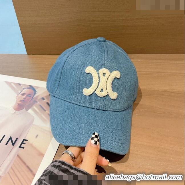 Best Price Celine Denim Baseball Hat 1208 Light Blue 2022