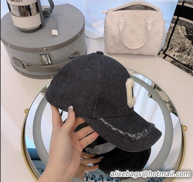 Top Quality Celine Denim Baseball Hat with Fringe CE0105 Black 2023