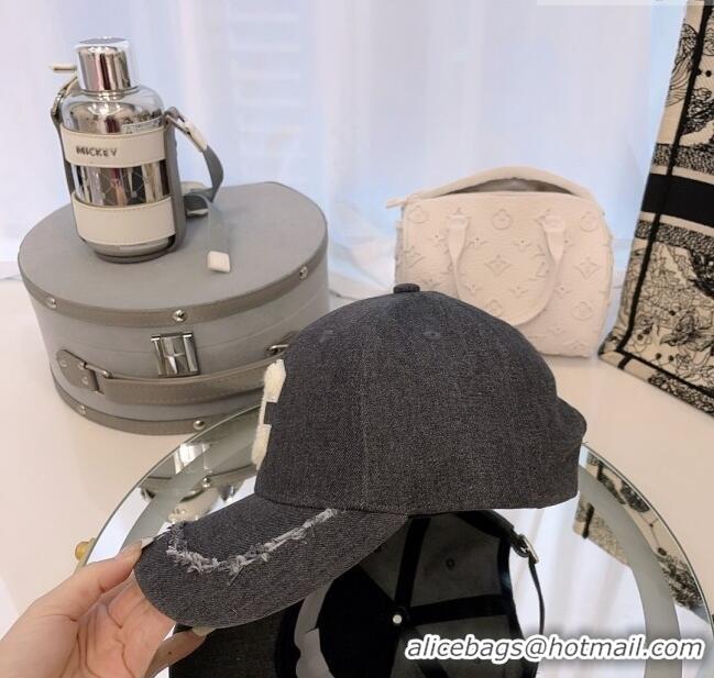 Top Quality Celine Denim Baseball Hat with Fringe CE0105 Black 2023