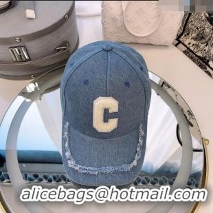 Cheapest Celine Denim Baseball Hat with Fringe CE0105 Light Blue 2023