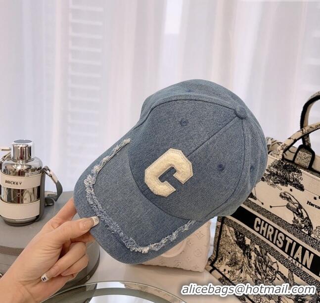 Cheapest Celine Denim Baseball Hat with Fringe CE0105 Light Blue 2023