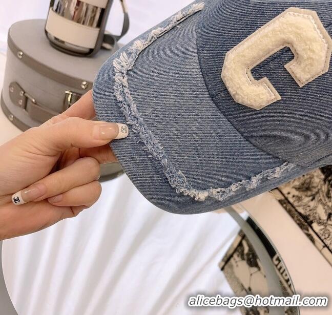 Cheapest Celine Denim Baseball Hat with Fringe CE0105 Light Blue 2023