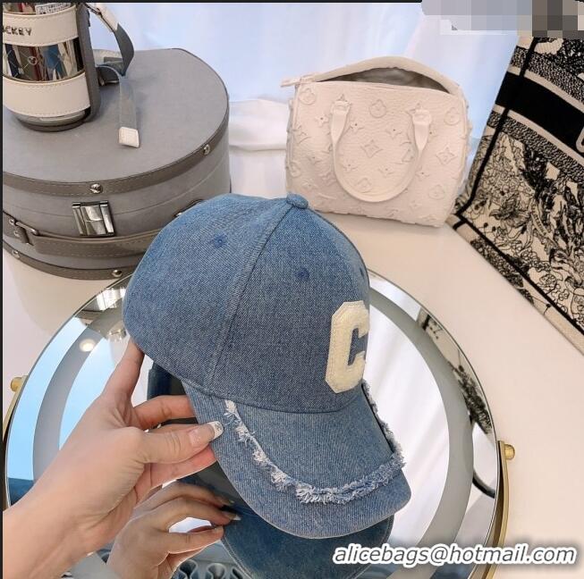 Cheapest Celine Denim Baseball Hat with Fringe CE0105 Light Blue 2023