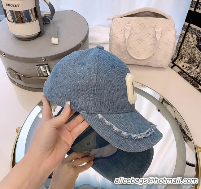 Cheapest Celine Denim Baseball Hat with Fringe CE0105 Light Blue 2023