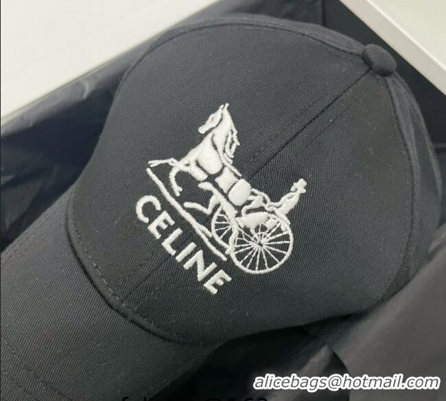 Good Product Celine Canvas Baseball Hat CE0216 Black 2023