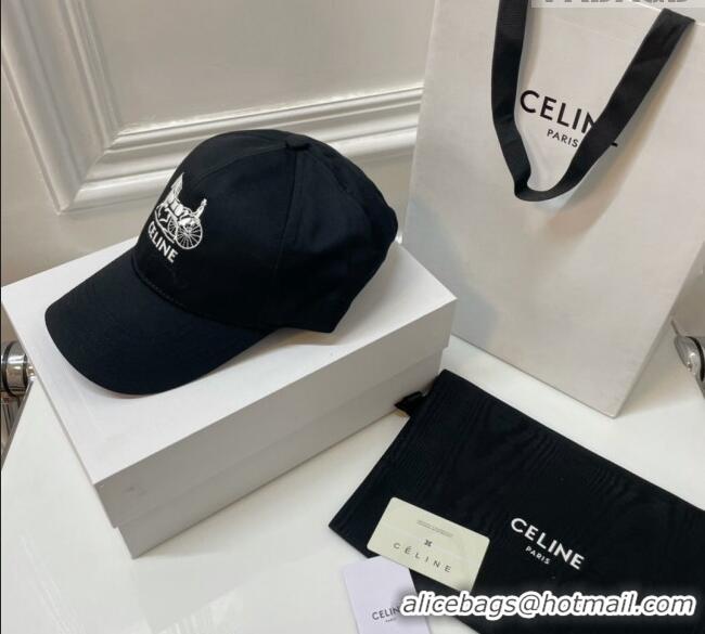 Good Product Celine Canvas Baseball Hat CE0216 Black 2023