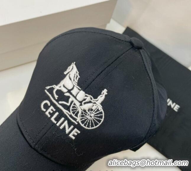 Good Product Celine Canvas Baseball Hat CE0216 Black 2023