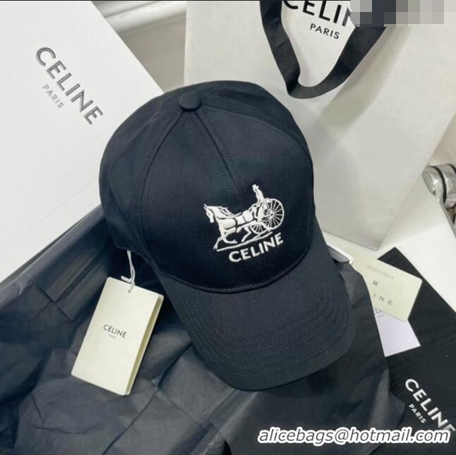 Good Product Celine Canvas Baseball Hat CE0216 Black 2023