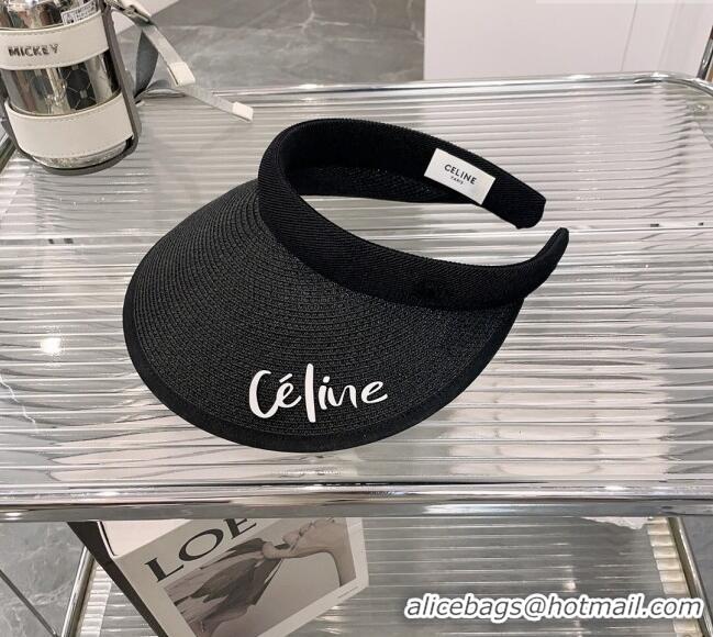 Fashion Celine Visor Straw Hat C021660 Black 2023