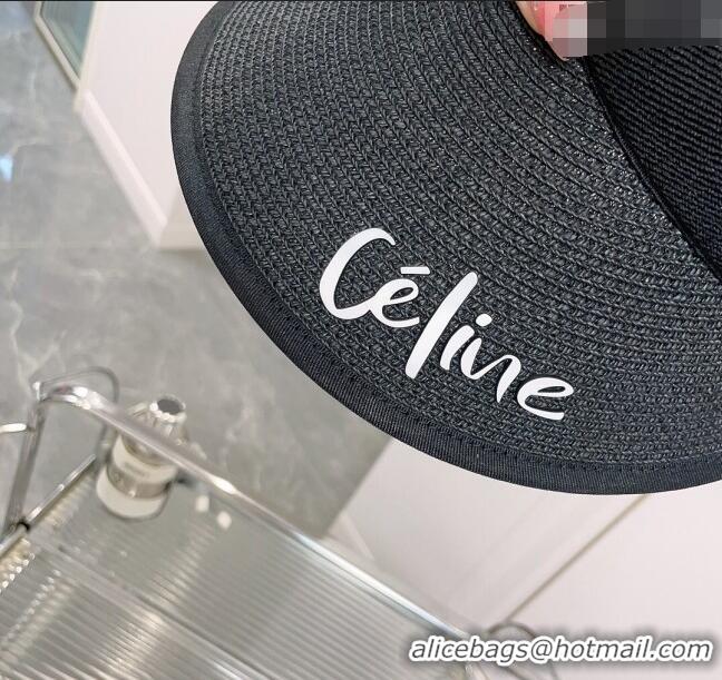 Fashion Celine Visor Straw Hat C021660 Black 2023