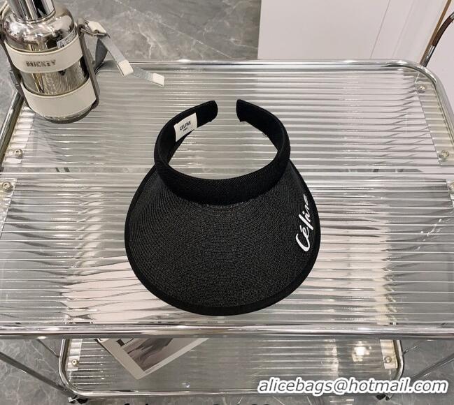 Fashion Celine Visor Straw Hat C021660 Black 2023