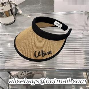 Luxury Cheap Celine Visor Straw Hat C021660 Khaki 2023