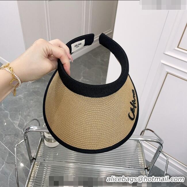 Luxury Cheap Celine Visor Straw Hat C021660 Khaki 2023