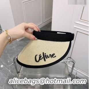 Luxury Cheap Celine Visor Straw Hat 021660 Beige 2023