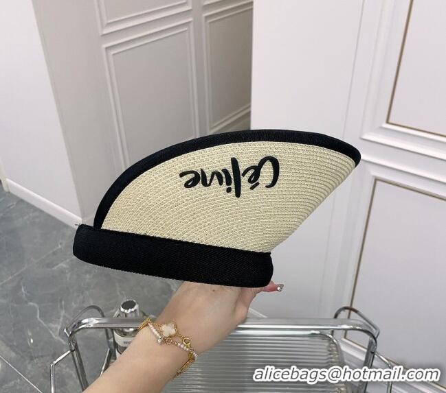 Luxury Cheap Celine Visor Straw Hat 021660 Beige 2023