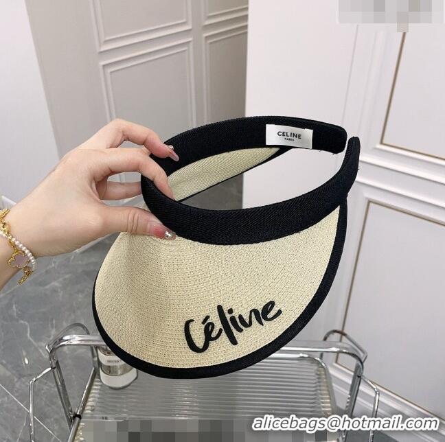 Luxury Cheap Celine Visor Straw Hat 021660 Beige 2023