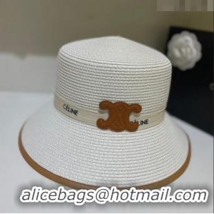 Luxurious Discount Celine Straw Hat C22725 White 2023