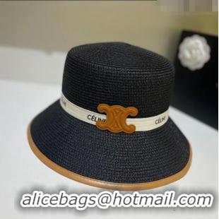 Good Quality Celine Straw Hat C22723 Black 2023