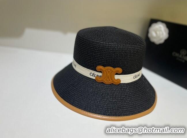 Good Quality Celine Straw Hat C22723 Black 2023