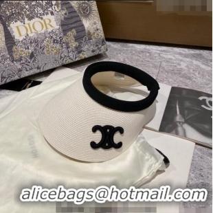 Shop Best Price Celine Visor Straw Hat 030781 White 2023