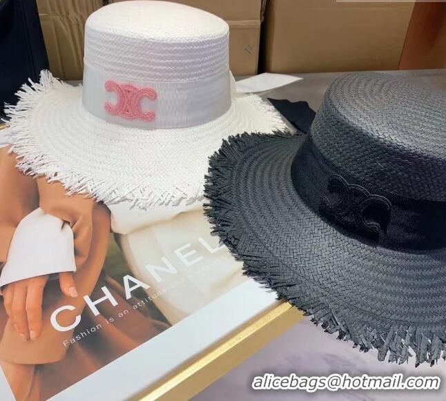 Well Crafted Celine Straw Hat with Fringe 030814 White 2023