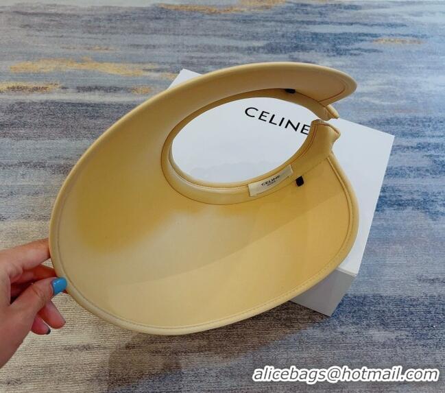 Top Quality Celine Visor Straw Hat with Metal Ball and Pearls CE0821 Yellow 2023