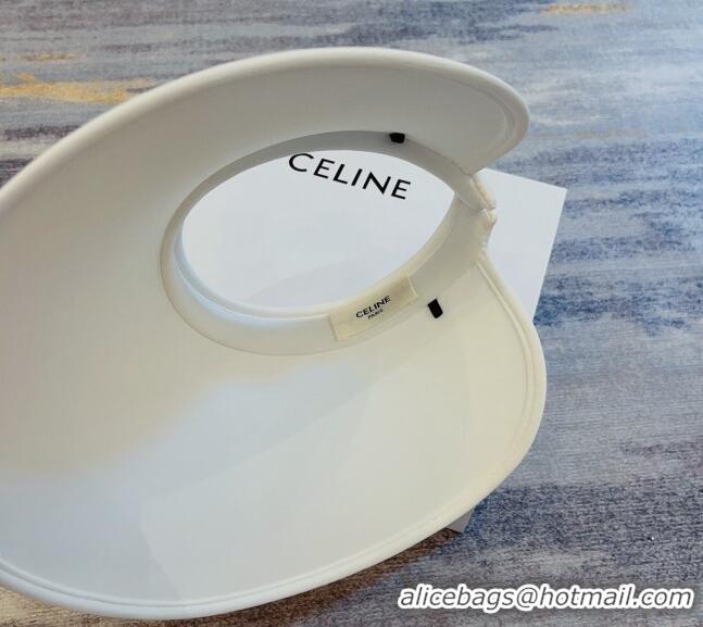 Promotional Celine Visor Straw Hat with Metal Ball and Pearls CE0821 White 2023