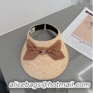 Pretty Style Celine Visor Straw Hat with Bow 030831 Beige/Brown 2023