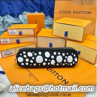 Famous Brand Louis Vuitton LV x YK Infinity Dots Elizabeth Pencil Pouch L4157 Black/White 2023