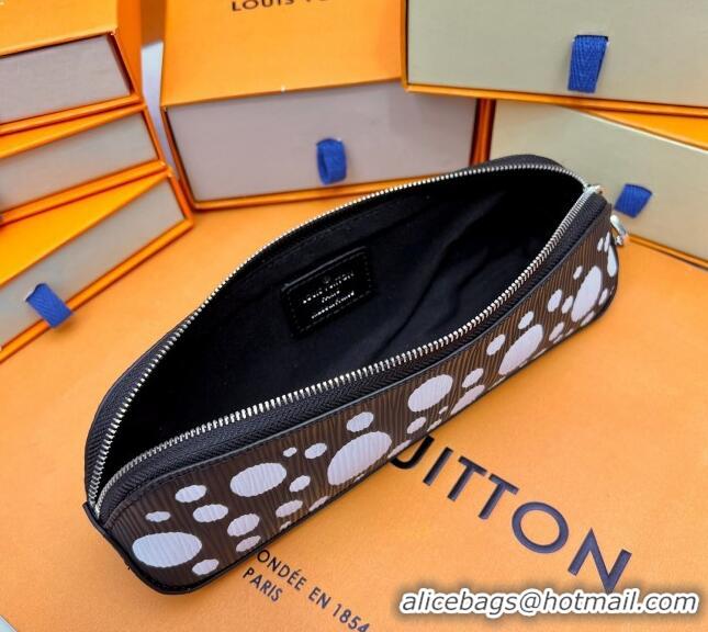 Famous Brand Louis Vuitton LV x YK Infinity Dots Elizabeth Pencil Pouch L4157 Black/White 2023