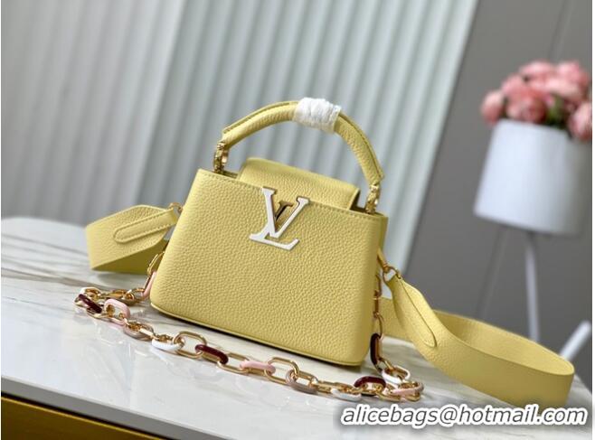 Luxury Cheap Louis Vuitton Capucines Mini M21798 Jaune Plume Yellow