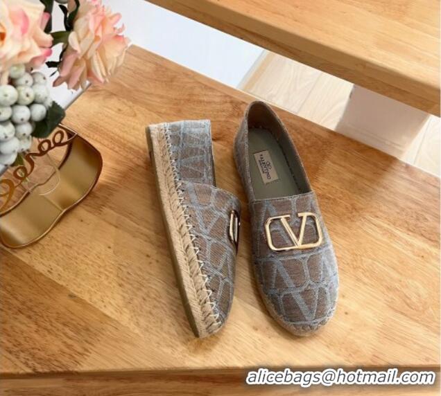 Good Quality Valentino Toile Iconographe Fabric Espadrilles Grey 323138