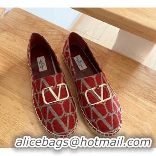 Luxury Valentino Toile Iconographe Fabric Espadrilles Red 323139