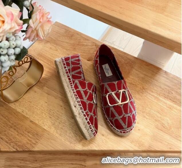 Luxury Valentino Toile Iconographe Fabric Espadrilles Red 323139