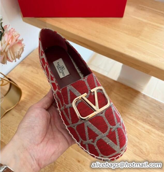 Luxury Valentino Toile Iconographe Fabric Espadrilles Red 323139