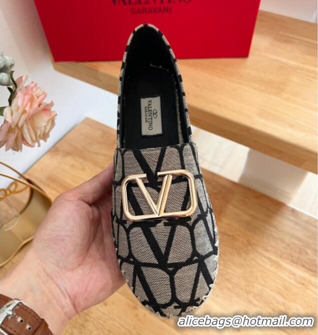 Top Grade Valentino Toile Iconographe Fabric Espadrilles Grey/Black 0323140