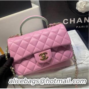 Top Quality Chanel MINI FLAP BAG WITH TOP HANDLE AS2431 Lilac & Light Green