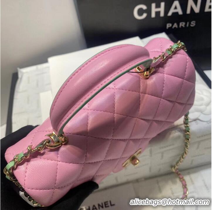 Top Quality Chanel MINI FLAP BAG WITH TOP HANDLE AS2431 Lilac & Light Green