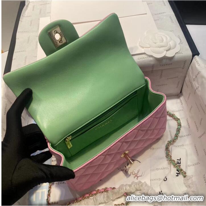 Top Quality Chanel MINI FLAP BAG WITH TOP HANDLE AS2431 Lilac & Light Green