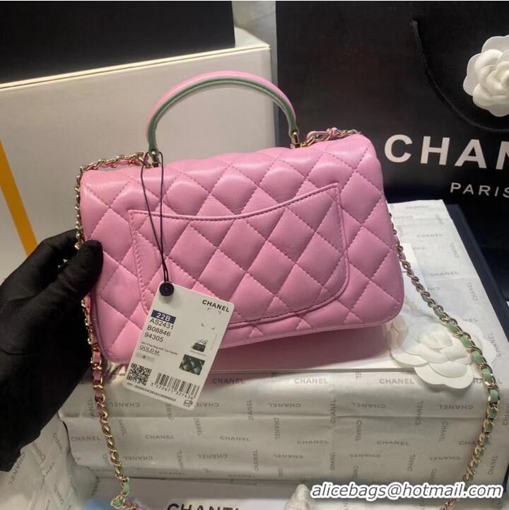 Top Quality Chanel MINI FLAP BAG WITH TOP HANDLE AS2431 Lilac & Light Green