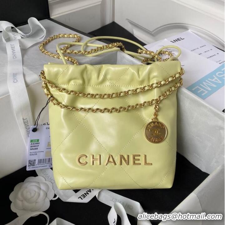 Well Crafted CHANEL 22 MINI HANDBAG AS3980 Light Yellow