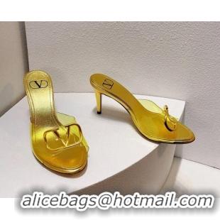 Duplicate Valentino VLogo PVC Heel Slide Sandals 8cm Gold 324005