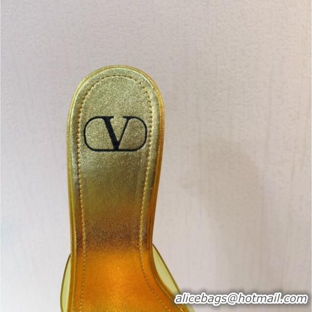 Duplicate Valentino VLogo PVC Heel Slide Sandals 8cm Gold 324005