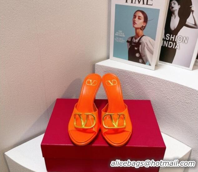 Purchase Valentino VLogo PVC Heel Slide Sandals 8cm Orange 324006